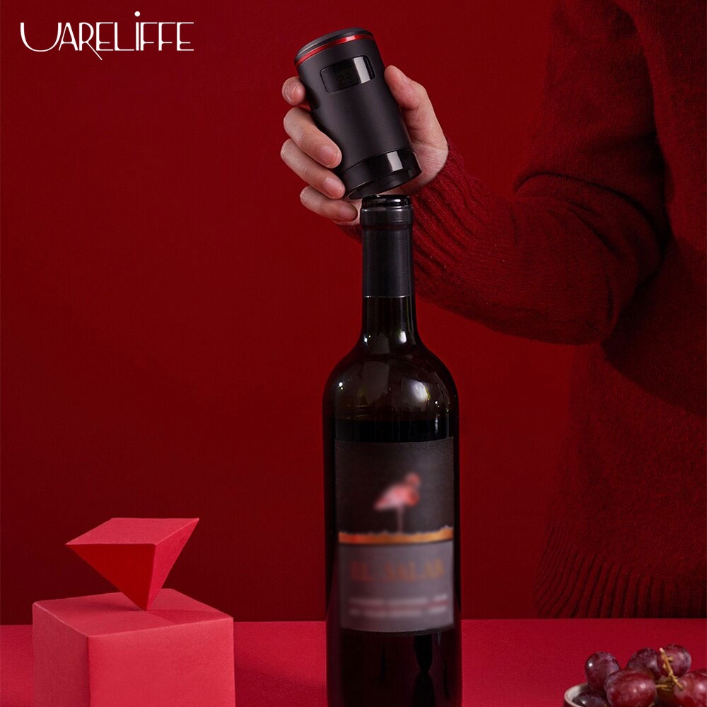 Uareliffe Smart Auto Wine Bottle Stopper Rechargeable Electric Red Wine Fresh Keeper Sealed Vacuum Memory Wine Cork