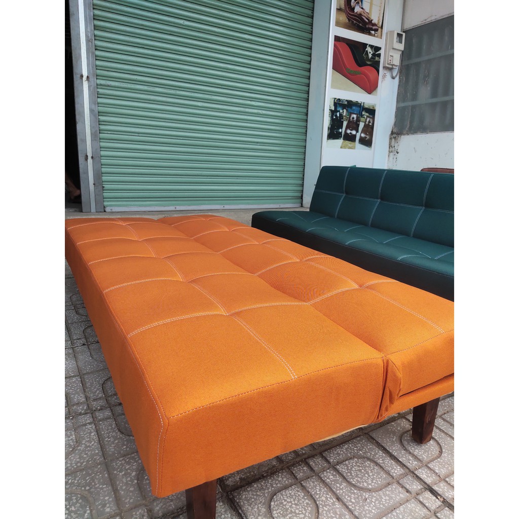 Sofa bed . Sofa giường màu CAM. Kích thước 170 x 86 x 38 cm. Nệm lò xo