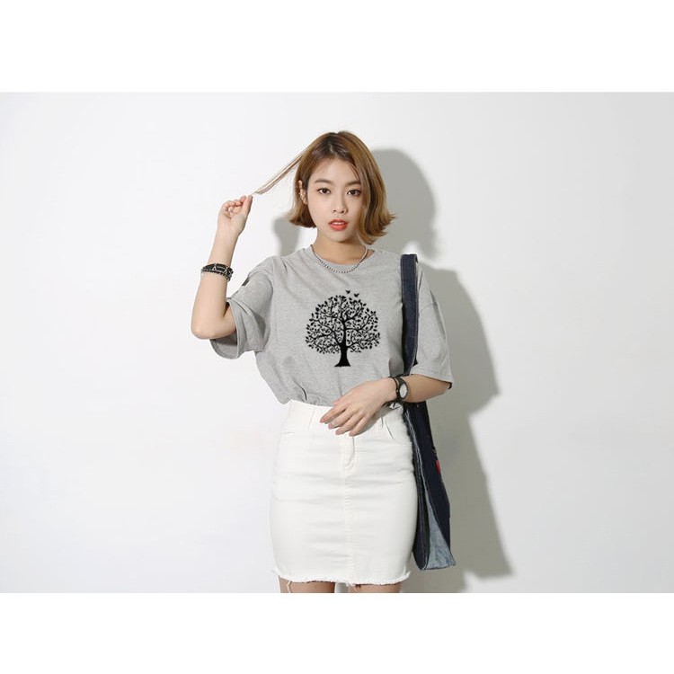 Áo Thun Nữ Hình Cây Khô Tay Lỡ - I121