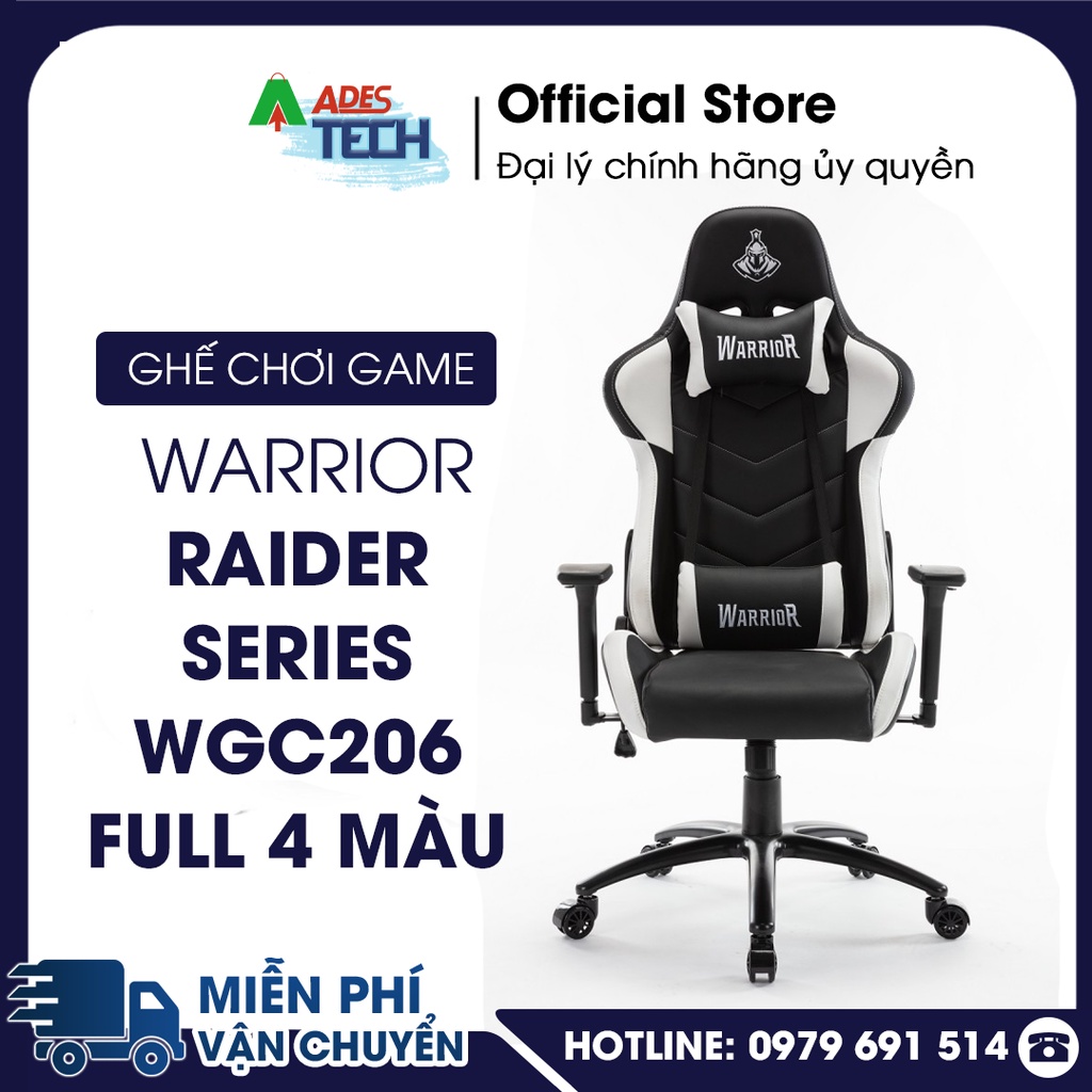 Ghế Gaming WARRIOR Raider Series WGC206 FULL 4 MÀU | Chất Liệu Da PU Bền Bỉ | Bảo Hành Chính Hãng 12 Tháng