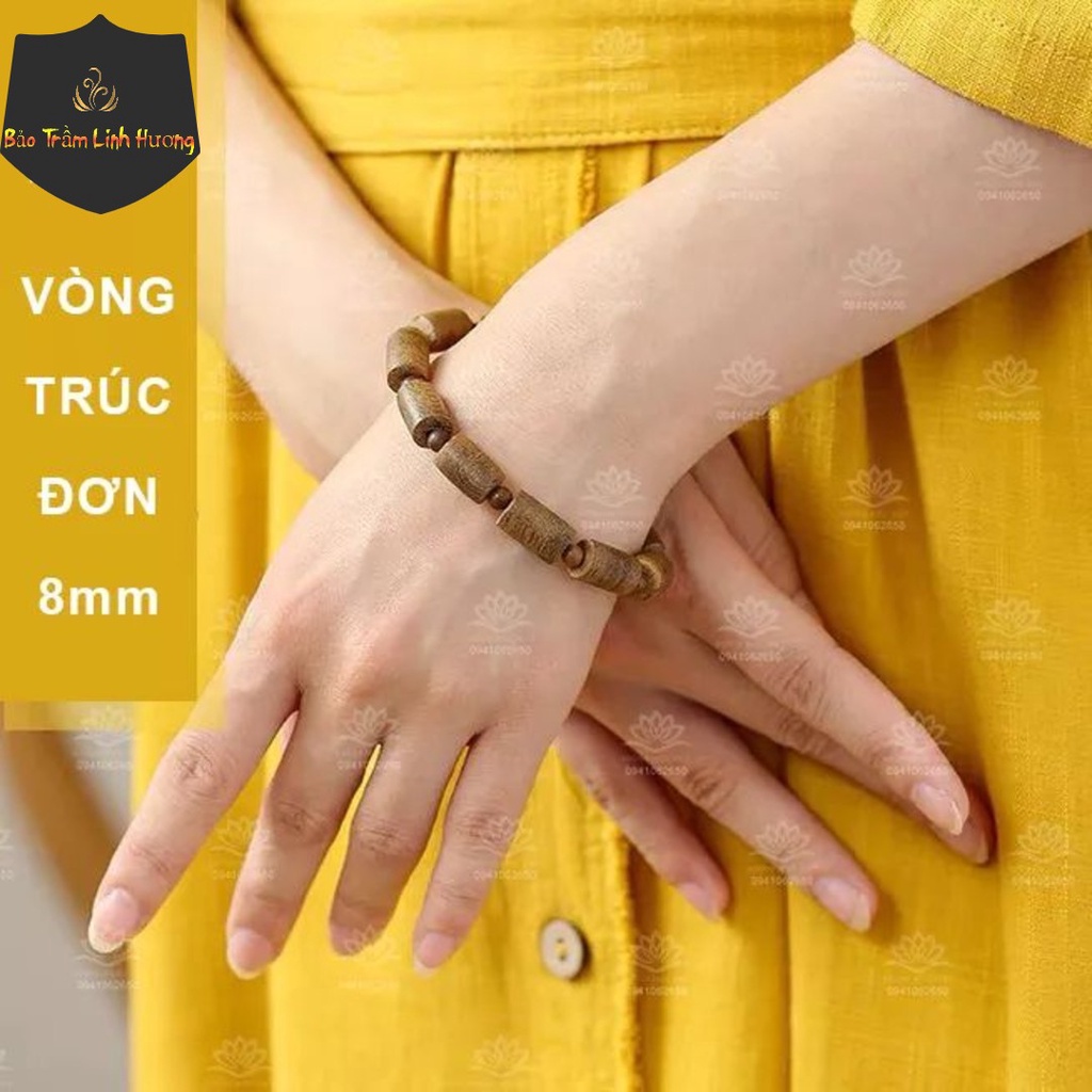 Vòng Tay Trầm Hương  Hạt Trúc Đơn Chuẩn Tự Nhiên 8 10 - 12mm Cao Cấp Quà Tặng Cho Nam Nữ - Tốc Trúc