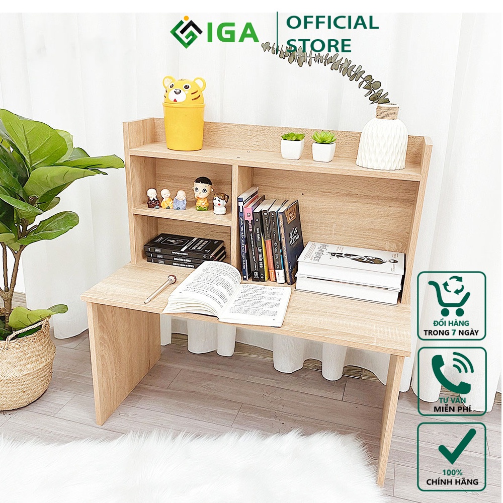 Bàn học, bàn làm việc ngồi bệt có kèm giá sách - GP116 Thương Hiệu IGA