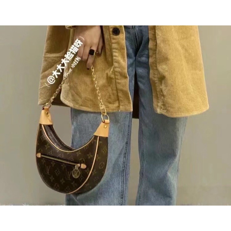 Túi kẹp nách Lv loop moon dáng bầu thuyền siêu hot chuẩn Super - fullbox nam châm cao cấp 2 lớp