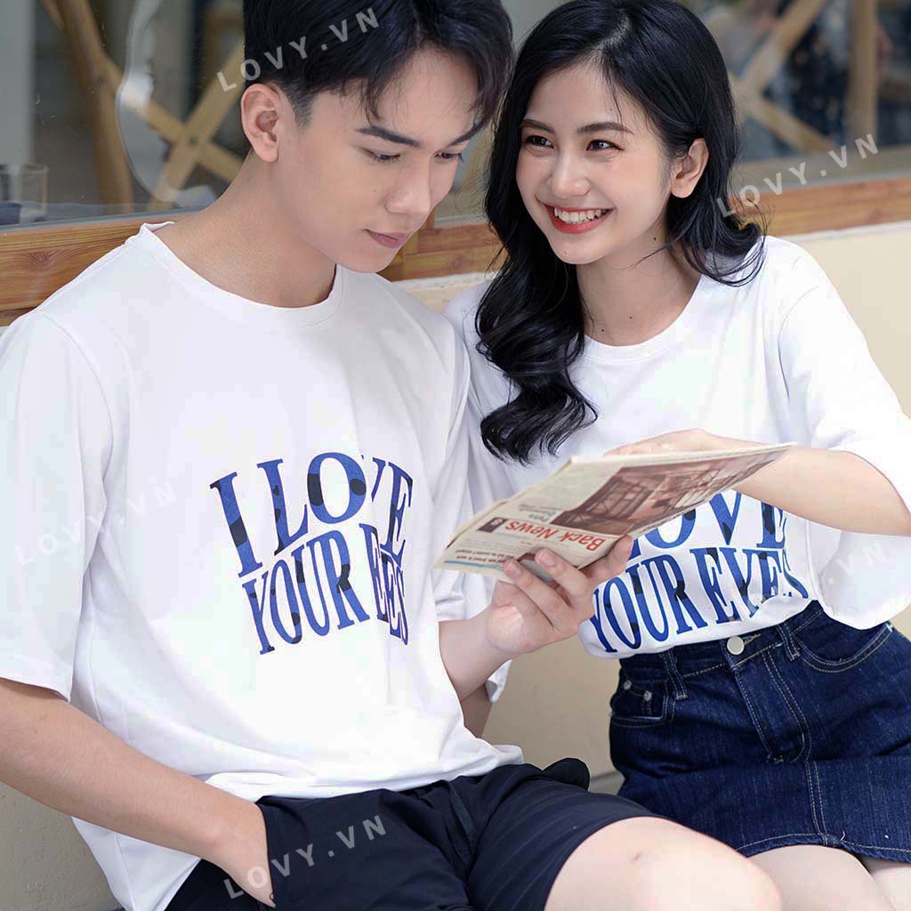 Áo đôi nam nữ thời trang phông tay lỡ unisex chất mịn đẹp LOVY Oversize