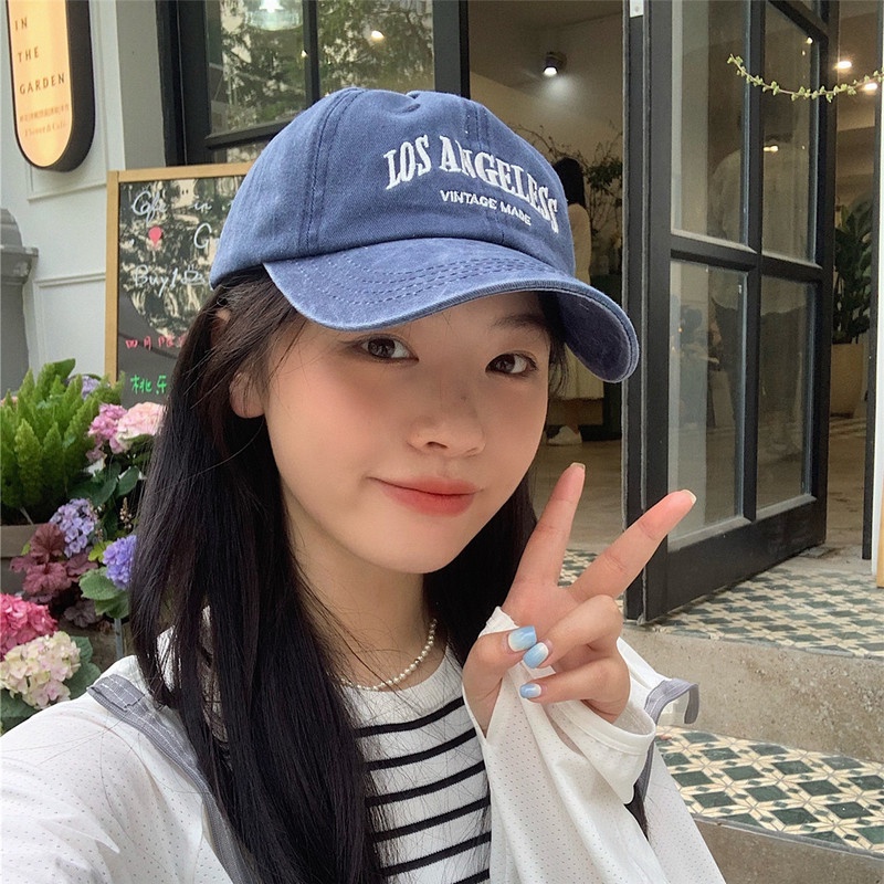 Mũ Lưỡi Trai Mềm Thêu Chữ Los Angeles Phong Cách Hàn Quốc