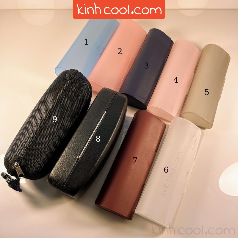Hộp nhựa, hộp da cứng, ví kéo khóa có móc treo đựng kính cao cấp chất liệu đẹp