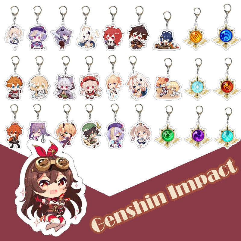 Móc khóa nhựa acrylic in hình nhân vật game Paimon Klee Lumine