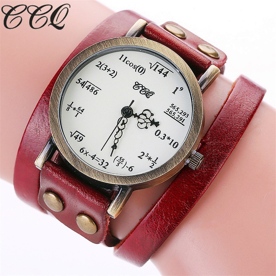 Đồng hồ quartz trang trí hình công thức toán học với dây đeo da C92