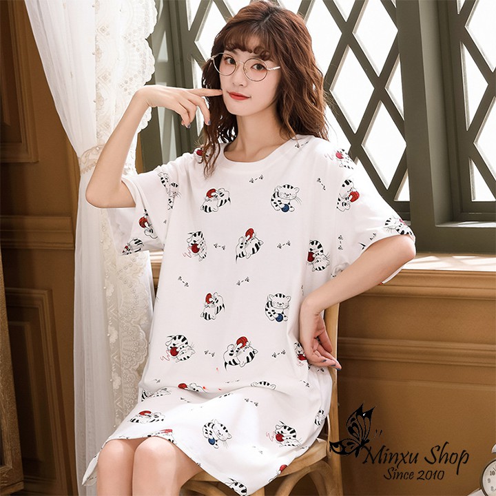 Váy Ngủ Đầm Ngủ Mặc Nhà Cotton Dáng Suông Minxu Shop - Xinh Xắn, Dễ Thương Cho Các Bạn Nữ (V01-V16)