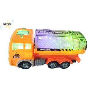 [Đồ chơi đèn nhạc] XE BỒN TỰ CHẠY CÓ ĐÈN FLASH 3D NHIỀU MÀU NHẤP NHÁY, NHẠC SÔI ĐỘNG (Dùng pin)