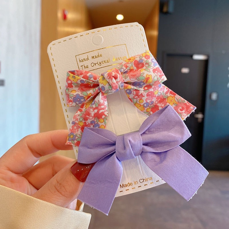 Kẹp tóc nơ AMILA họa tiết hoa xinh xắn dễ thương cho bé gái