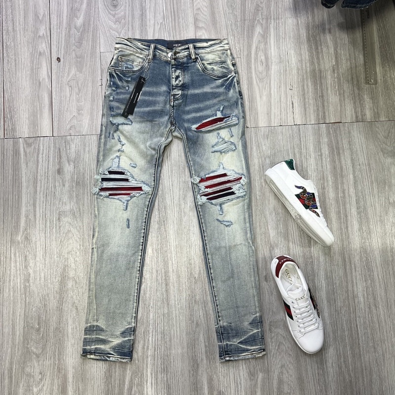 Quần Biker Amiri xanh vá đỏ bản LA mới hot trend 2023