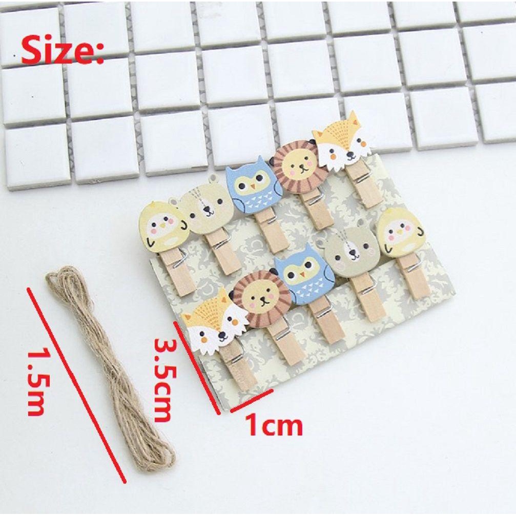 CHOOKEY 1 Bộ Kẹp Gỗ Nhỏ Họa Tiết Hoạt Hình Nhiều Màu Sắc Dùng Trang Trí Ảnh