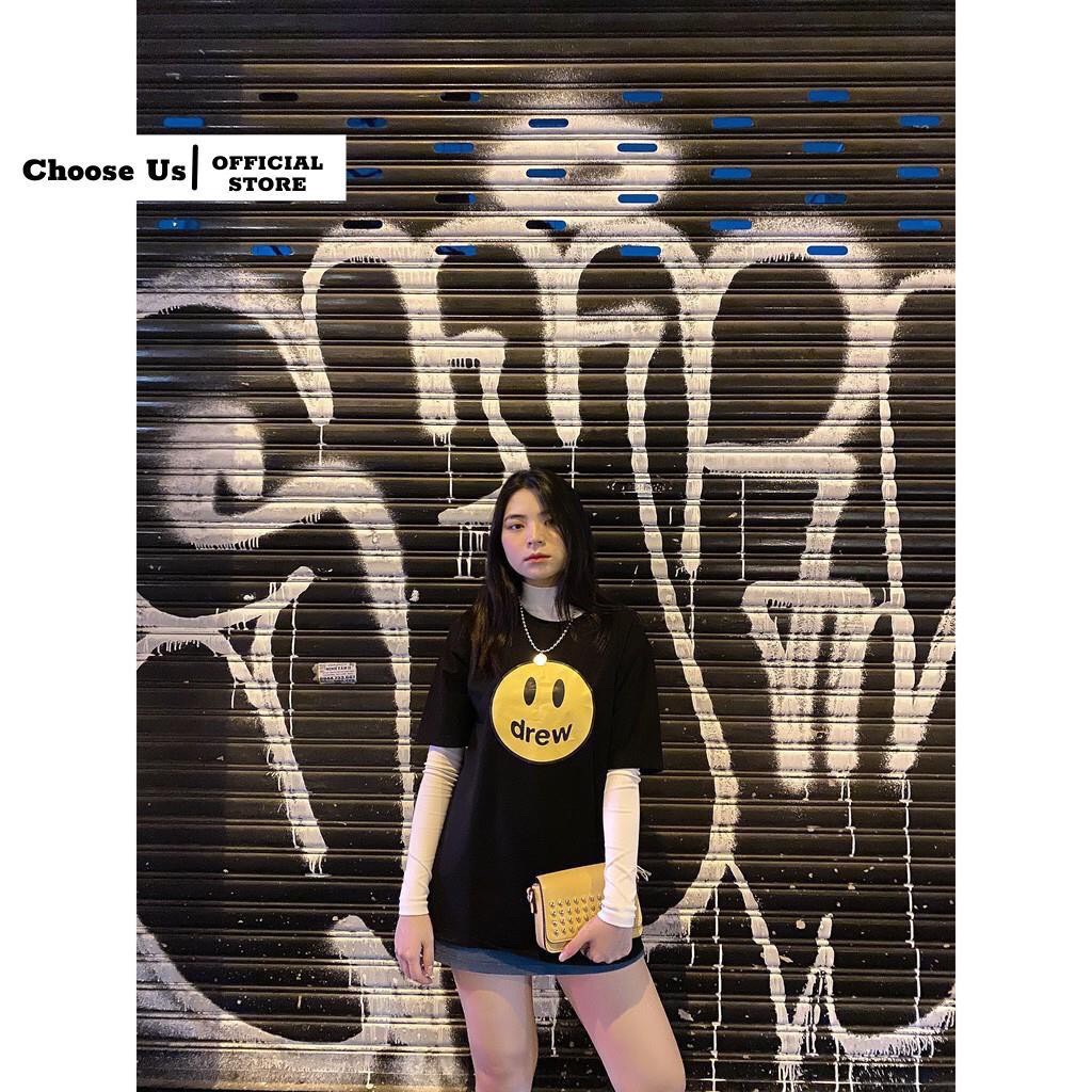 Áo thun form rộng drew vải cotton, tay lỡ unisex dáng dài Choose Us CA008 | BigBuy360 - bigbuy360.vn