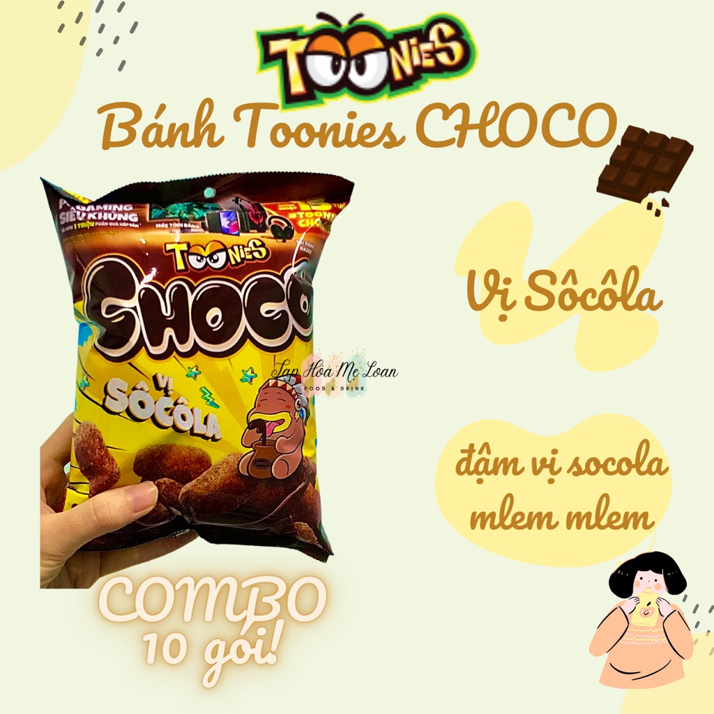 Bánh Snack Bim Bim Toonies Choco/Phô Mai/Cay/Gà Rán Giòn