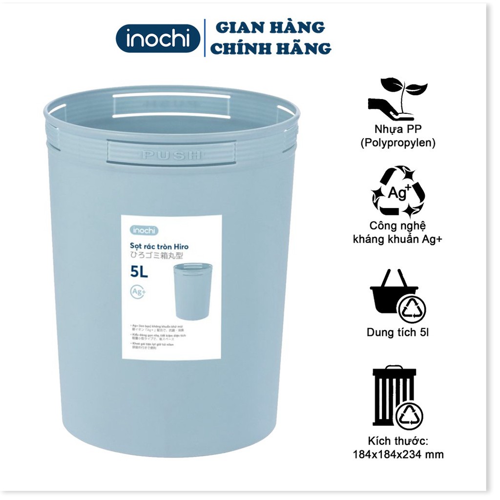 Thùng Rác Mini Nhựa Tròn Inochi 5/10/15 Lít Màu Rất Đẹp Làm Sọt Rác Văn Phòng, Khách Sạn SR05L