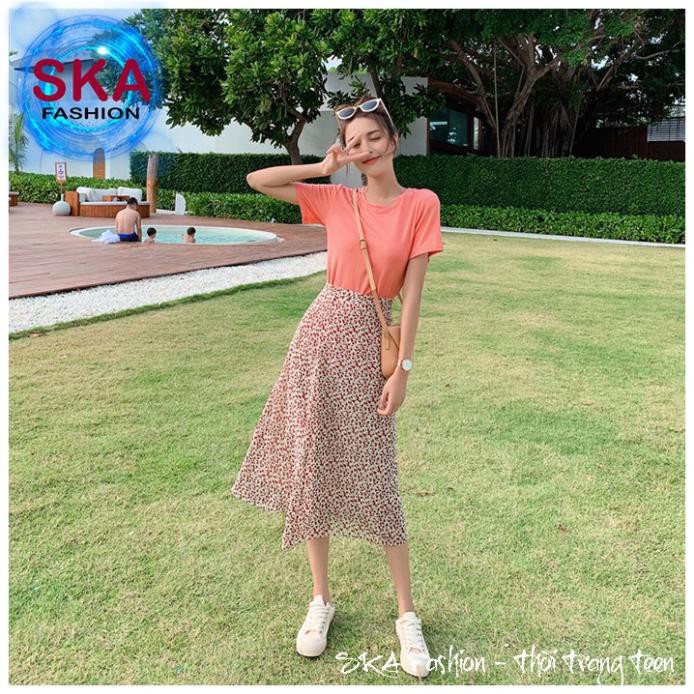 Chân Váy Hoa Nhí Midi Nhẹ Nhàng, Váy Voan 2 Lớp Dáng Dài - Bingxin