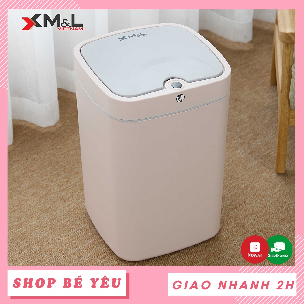 Thùng rác cảm ứng  𝑭𝒓𝒆𝒆𝒔𝒉𝒊𝒑  Thùng rác tự động cảm ứng thông minh 18 lít M&amp;L màu hồng