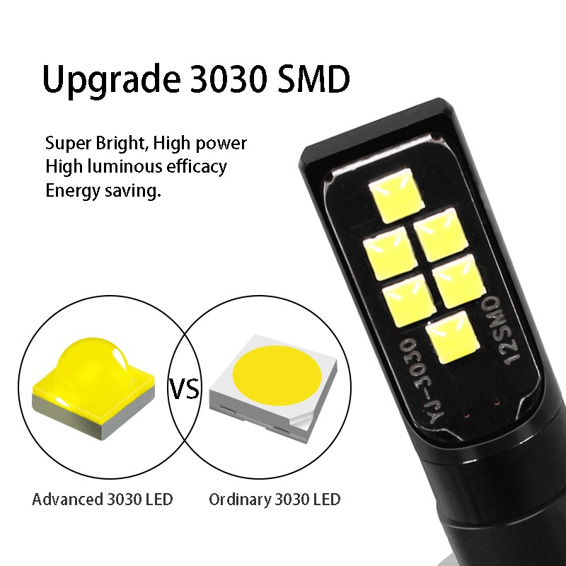 Set 2 Đèn LED Sương Mù Ánh Sáng Trắng / Vàng H3 Dành Cho Ô Tô DRL 3030 SMD DC12-24V 6000K