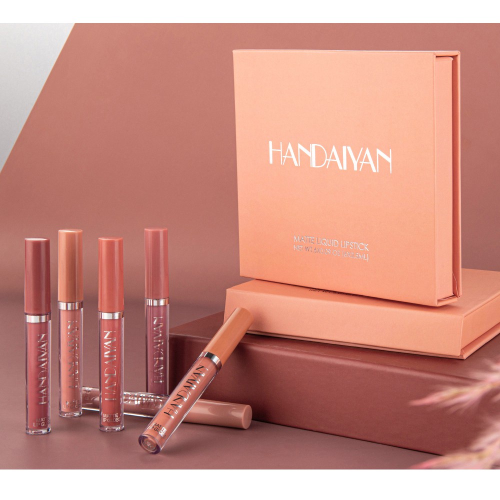 Set 6 Son Kem Lì Kháng Nước Và Lâu Trôi Handaiyan Kèm Hộp Đựng