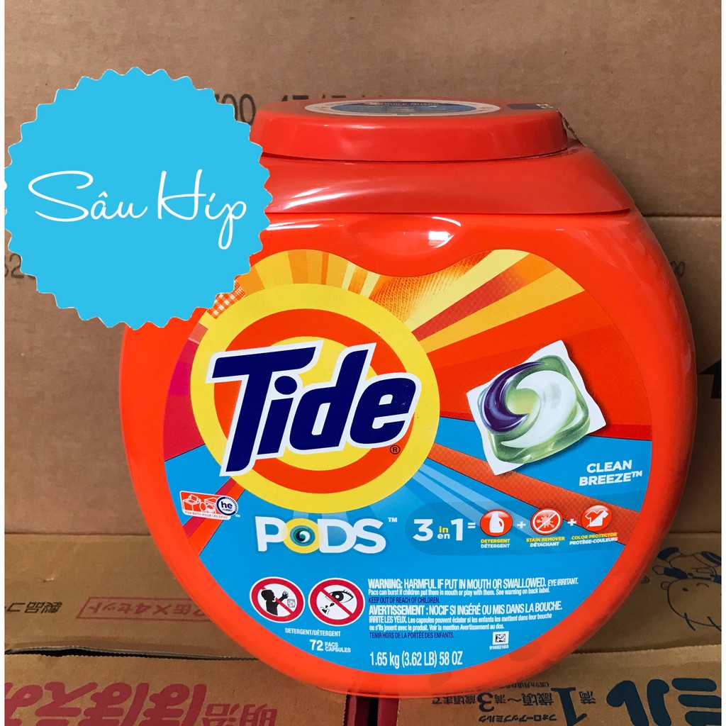 Hộp viên giặt Tide Pods Clean Breeze của Mỹ ( 72 viên )