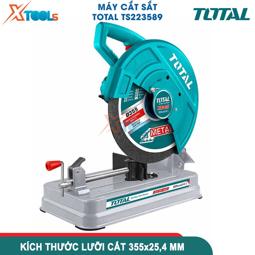 Máy cắt sắt bàn TOTAL TS223589 Máy cắt kim loại công suất lớn 2200W, tặng kèm 1 lưỡi cắt 355x25.4x3mm- CHÍNH HÃNG-XTOOLS