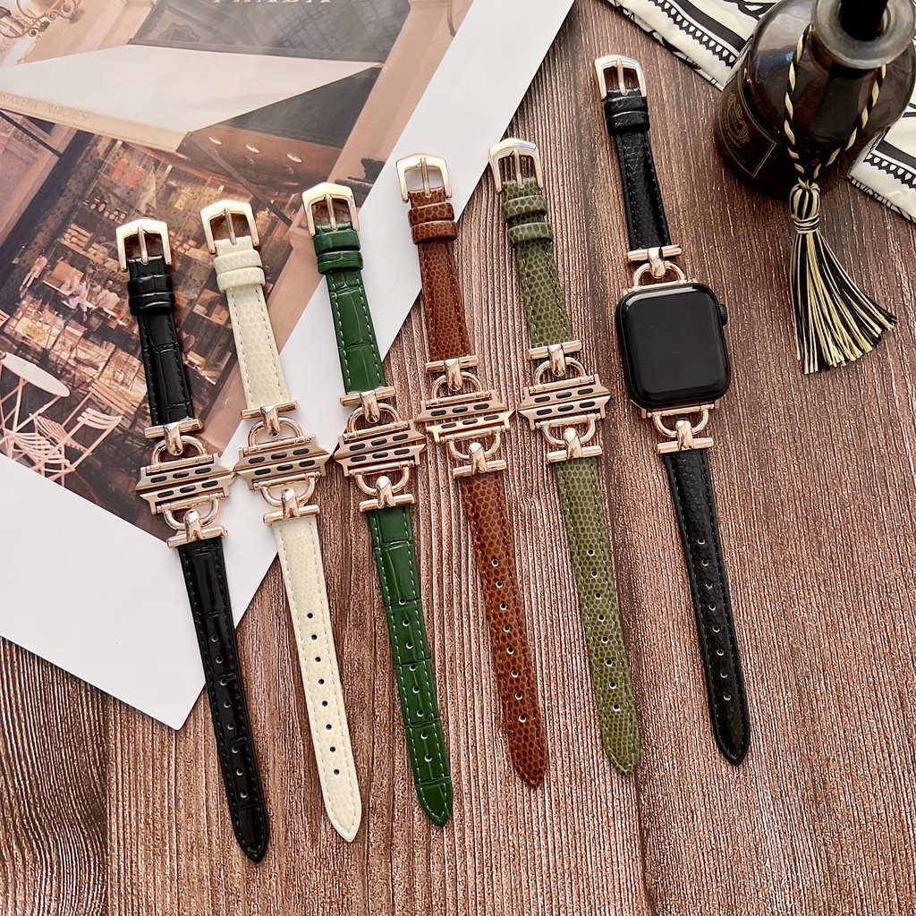 Dây Da HọA TiếT Da Cá SấU Siêu MỏNg Cho ĐồNg Hồ iwatch 7 SE 6 5 4 3 2 1 41mm 45mm 40mm 44mm 38mm 42mm