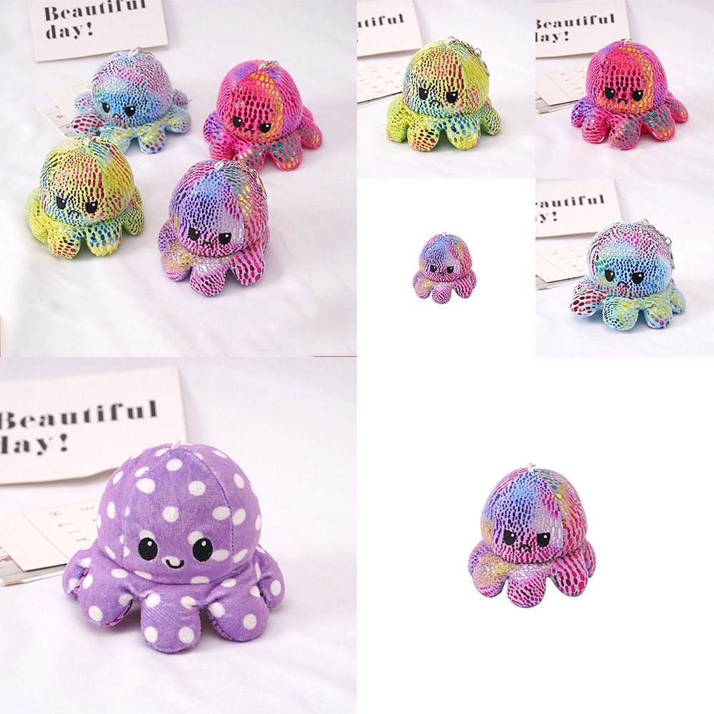 Móc Khóa Hình Bạch Tuộc Nhồi Bông Hai Mặt Thay Đổi Màu Sắc Sáng Tạo