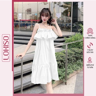 Đầm nữ hai dây dáng xòe babydoll cổ bèo dễ thương bigsize LOKISO VD06