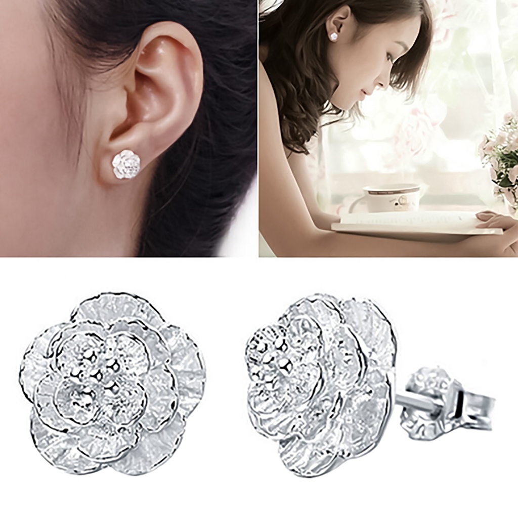 Đôi bông tai hình bông hoa đính kim cương thời trang cho nữ