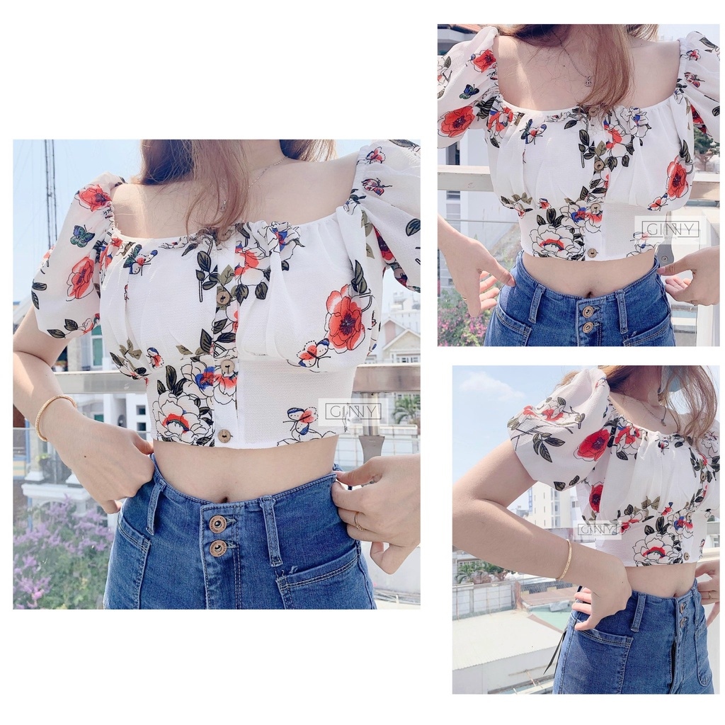 Áo kiểu tay bèo GINNY trendy nữ tính dịu dàng ngọt ngào nàng thơ