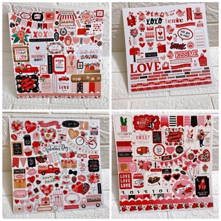 Sticker lẻ chủ đề tình yêu valentine, chưa cắt, dùng trang trí love box, khung ảnh 3D, thiệp, album ảnh