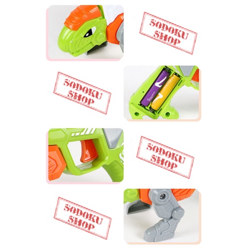 Đồ Chơi S.úng Khủng Long, Có Đèn Nhạc, Lắp Ráp Thay Đổi Hình Dáng 02133