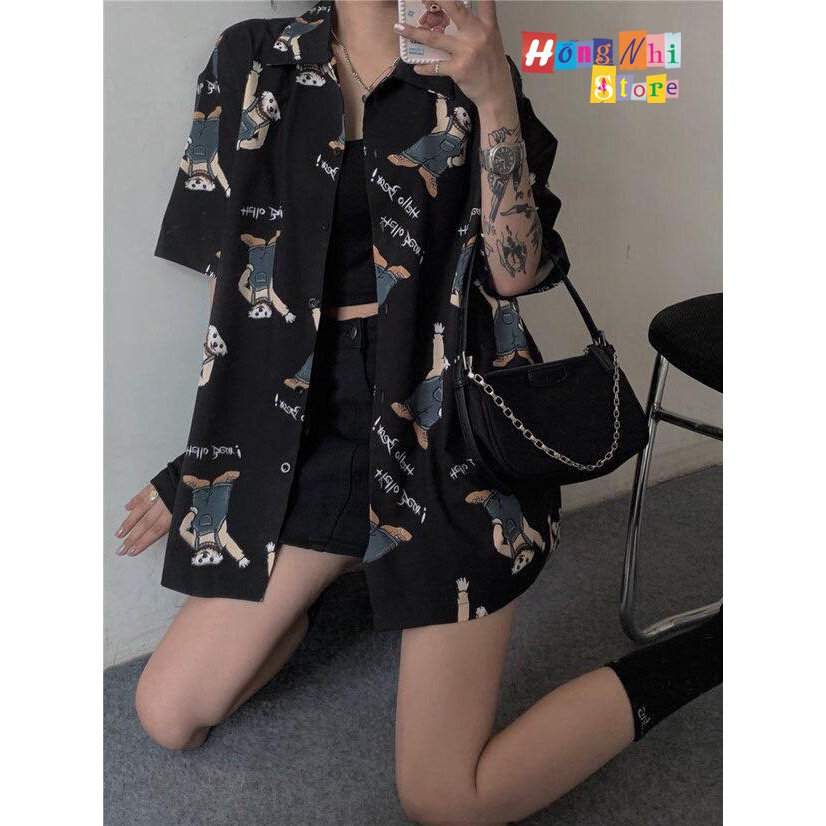 Áo Sơ Mi Hoạ Tiết Tay Lỡ Dáng Rộng, Sơ Mi Đi Biển, Sơ Mi Hoạt Hình Tay Lửng Unisex - MM | BigBuy360 - bigbuy360.vn