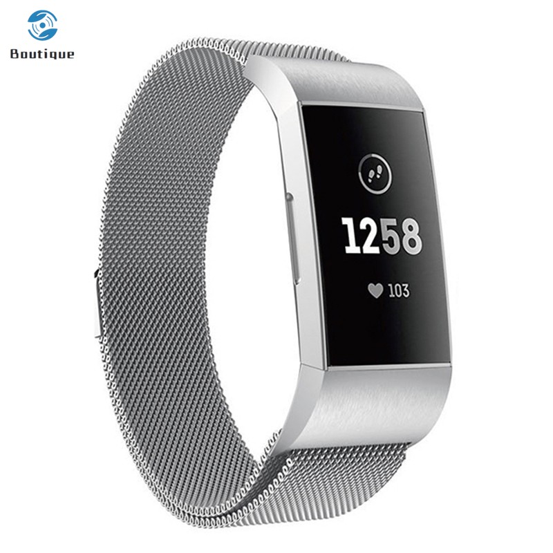 Dây Đeo Thay Thế Chất Liệu Thép Không Gỉ Thiết Kế Dạng Lưới Cho Fitbit Charge 3 / 4