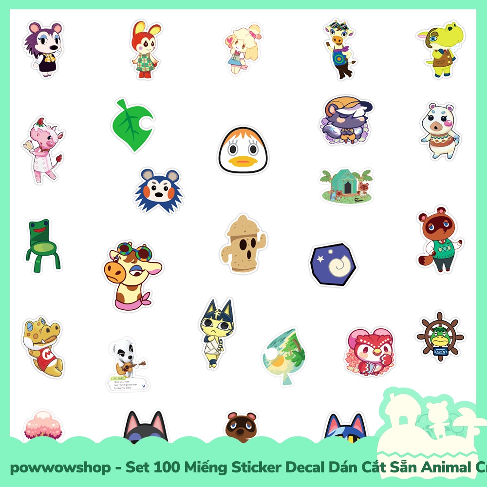 [Sẵn VN - Hỏa Tốc] Set 100 Miếng Sticker Decal Cắt Sẵn DIY Dán Trang Trí Vật Dụng Mẫu Game Animal Crossing New Horizons