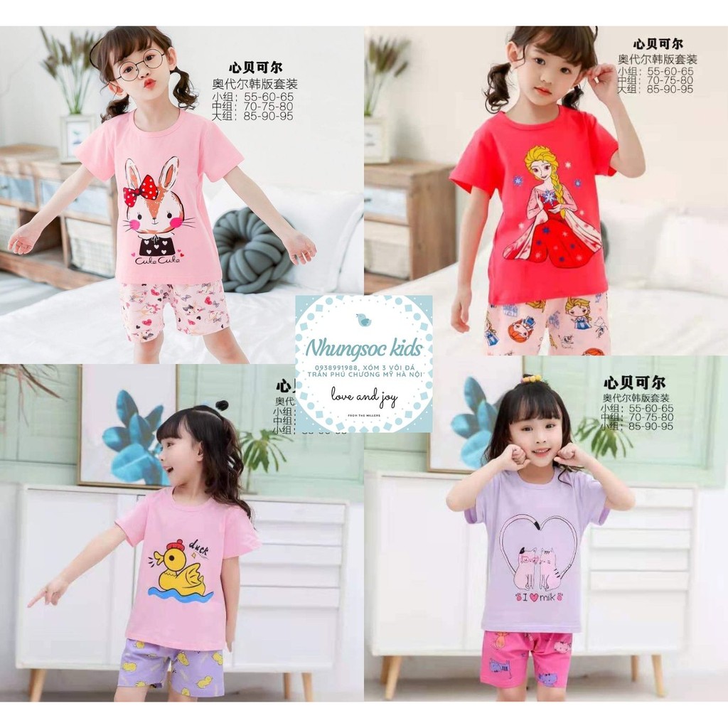 🌺8-33kg🌺 Bộ cotton Quảng Châu xuất hàn cực xinh, đủ size nhí - trung - đại. CHỌN MÀU. BẢNG MÀU BÉ GÁI SỐ 3