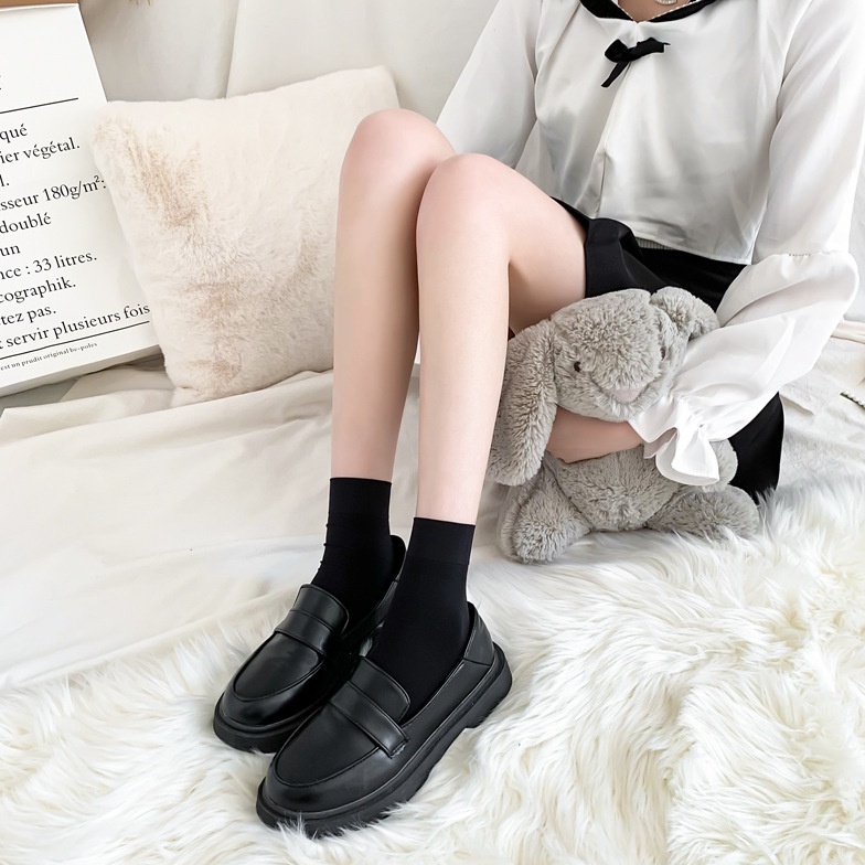 Tất Lolita Dáng Cao Cổ Trơn Basic Nhiều Kích Cỡ Co Giãn Tốt Ulzzang Vintage Phong Cách Hàn Quốc - Iclassy_Shoes