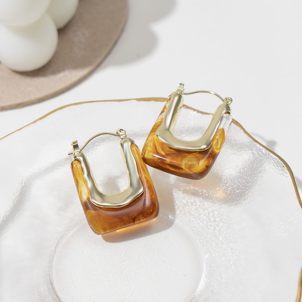 Đôi khuyên tai hình chữ U bằng acrylic trong suốt phong cách Hàn Quốc thời trang cho nữ Yanqueens Trang sứ Quà tặng