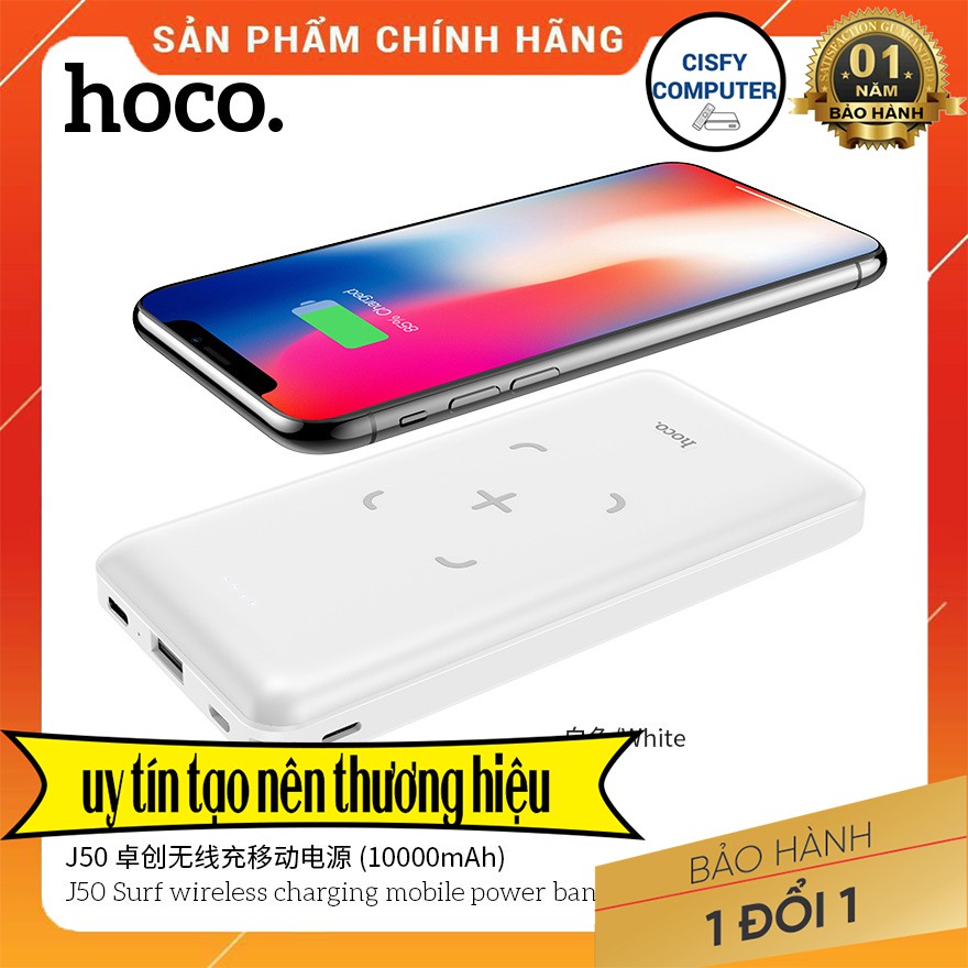 🌟CHÍNH HÃNG 🌟 Sạc Dự Phòng Hoco. J50 10.000mAh Màn Hình Led - Sạc Điện Thoại Không Dây - Full Kết Nối - Bảo Hành 12T