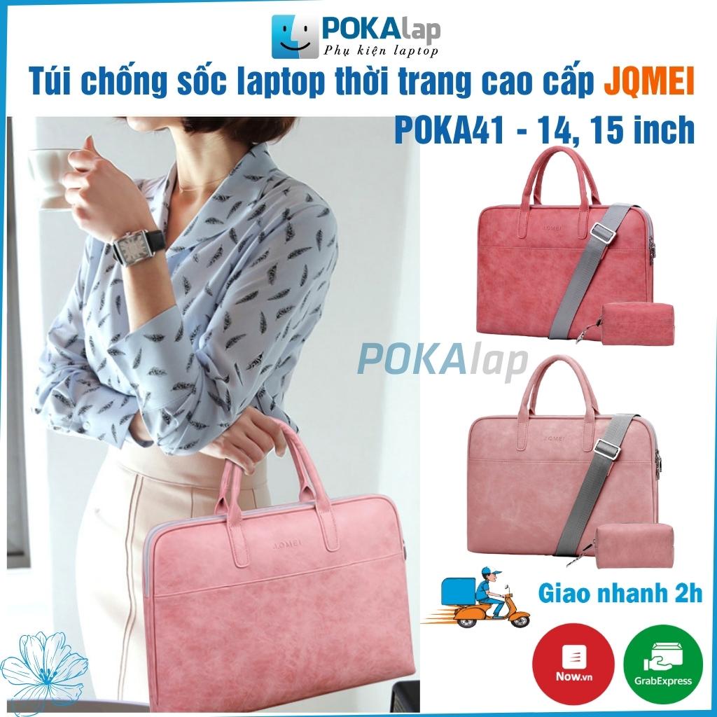 Túi chống sốc laptop, macbook JQmei POKA41 chất liệu da PU cao cấp, sang trọng, chống thấm nước 13/14/15 inch – POKALAP