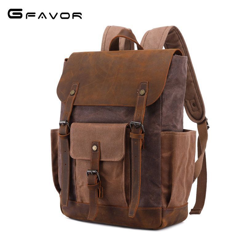 G-Favor Balo vải canvas phối da bò cao cấp - Mẫu T0011