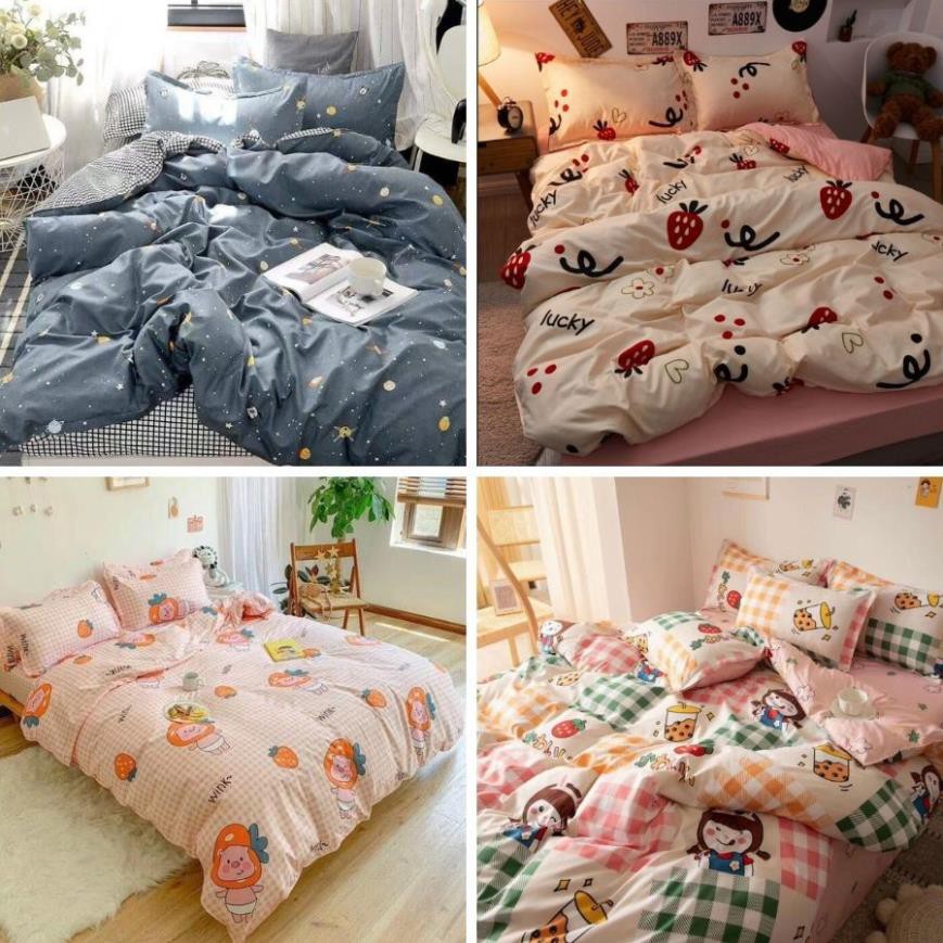 Chăn Ga Gối Đệm Cotton 90% Gồm 4 Món Vỏ Chăn, Ga , 2 Vỏ Gối (Inbox Chọn Mẫu) Bedding 126