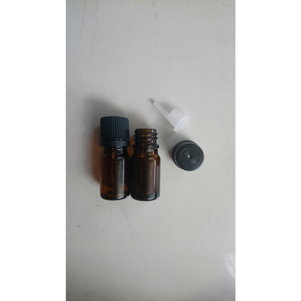 50 - 100 Chai thủy tinh serum 5ml 10ml nắp vặn đen - Lọ tinh dầu chiết mỹ phẩm du lịch.