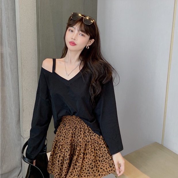 Áo kiểu tay dài cổ chữ V thời trang dành cho nữ