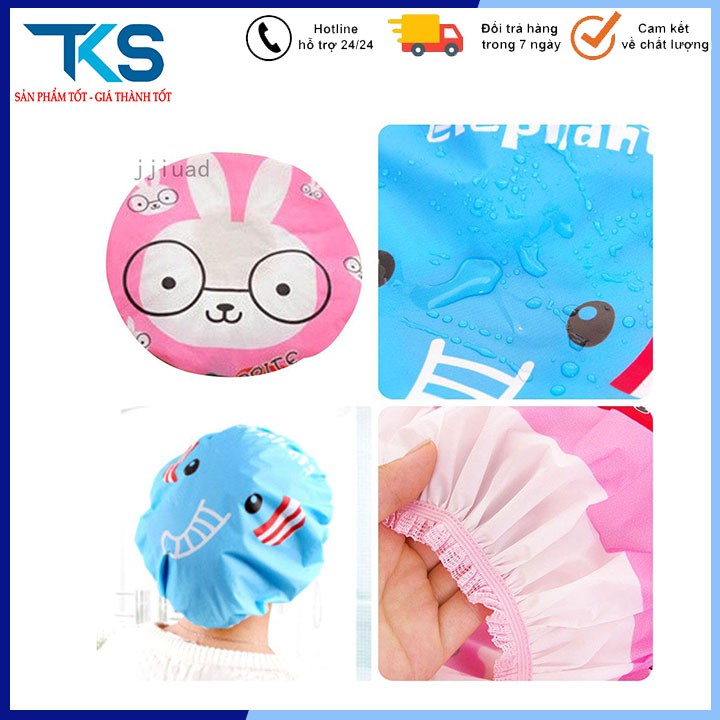 Mũ trùm tóc khi tắm kiểu hoạt hình xinh xắn chống thấm nước
