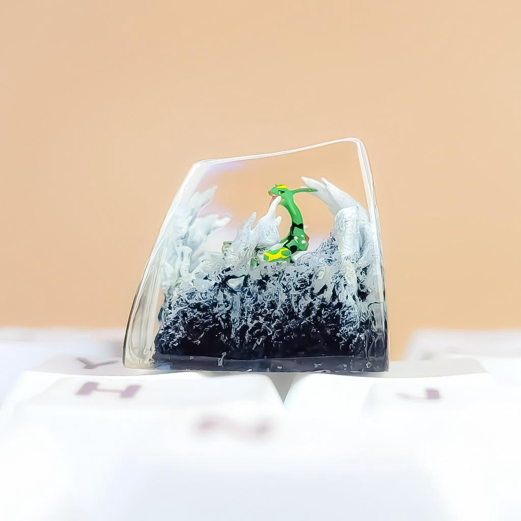 Nút bàn phím Pokemon, nút bàn phím Rayquaza, Bàn phím nhân vật hoạt hình - Rayquaza keycap, POKÉMON Artisan Keycap