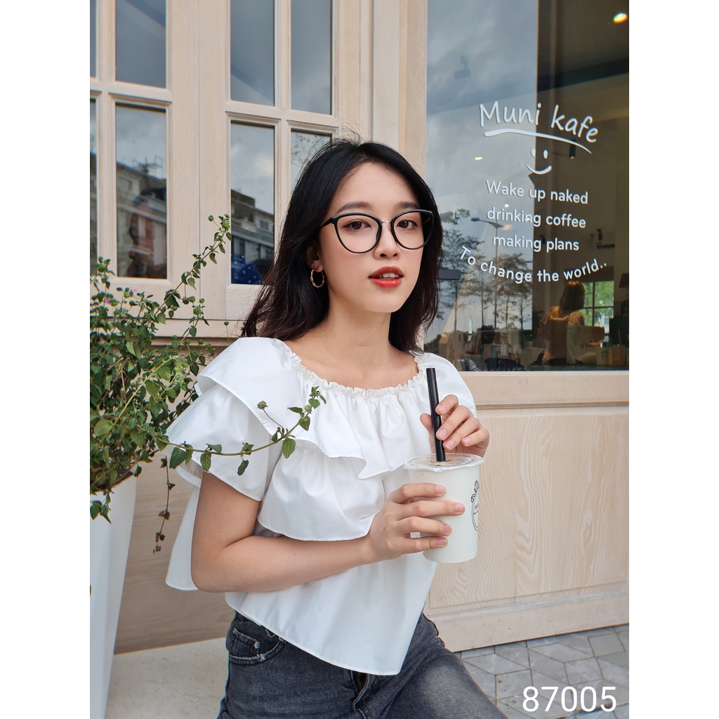 Gọng kính nữ LILYEYEWEAR mắt mèo tròn kim loại phụ kiện thời trang 87005