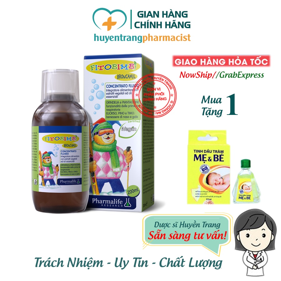 Broncamil - Hỗ trợ giảm ho đờm, ho do lạnh, viêm họng, viêm phế quản (Chai 200ml)