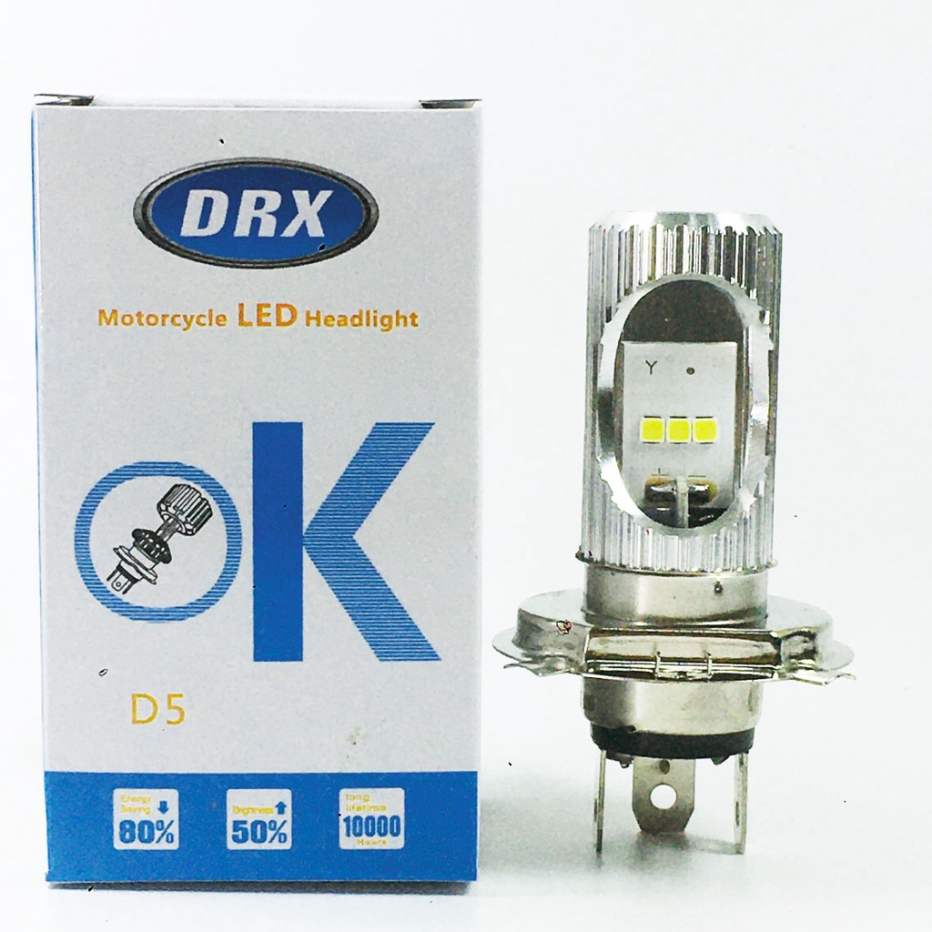 Bóng đèn pha led DRX ánh sáng gôm, led pha chân H4 cho các dòng xe hãng và xe tay ga